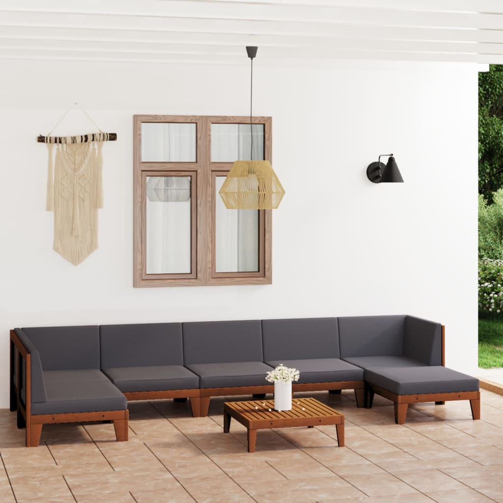 vidaXL 7-tlg. Garten-Lounge-Set mit Kissen Massivholz Akazie