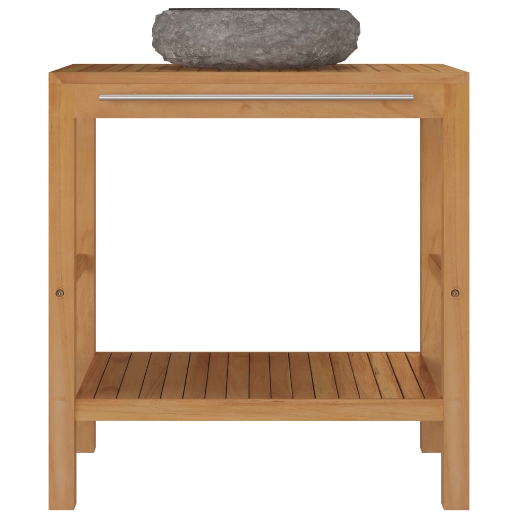 vidaXL Waschtisch Massivholz Teak mit Waschbecken Marmor Schwarz