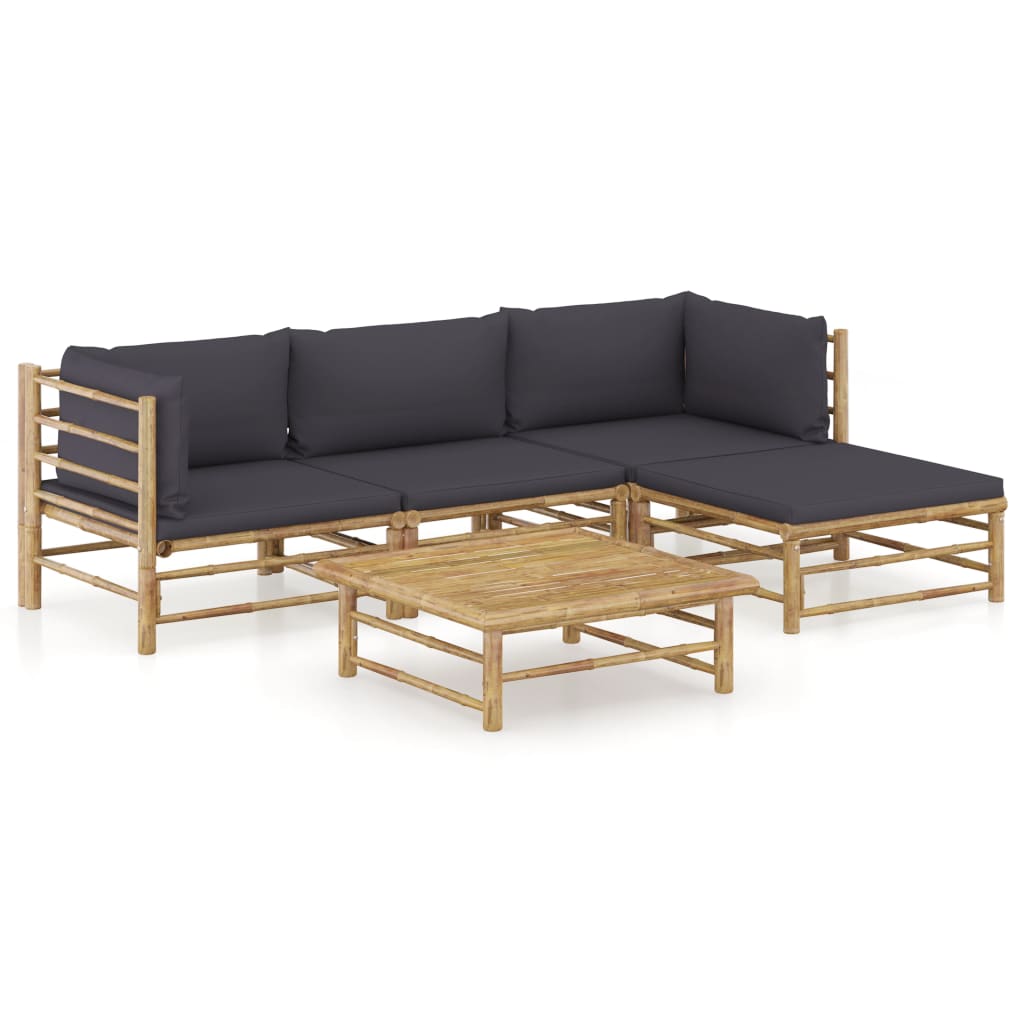 vidaXL 6-tlg. Garten-Lounge-Set mit Cremeweißen Kissen Bambus