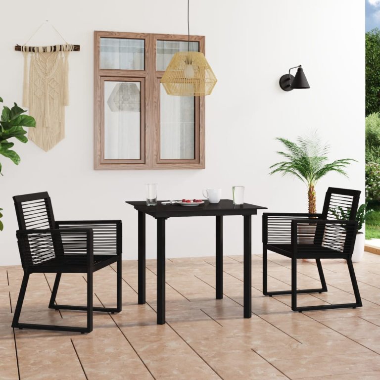 vidaXL 5-tlg. Garten-Essgruppe PVC Rattan Schwarz