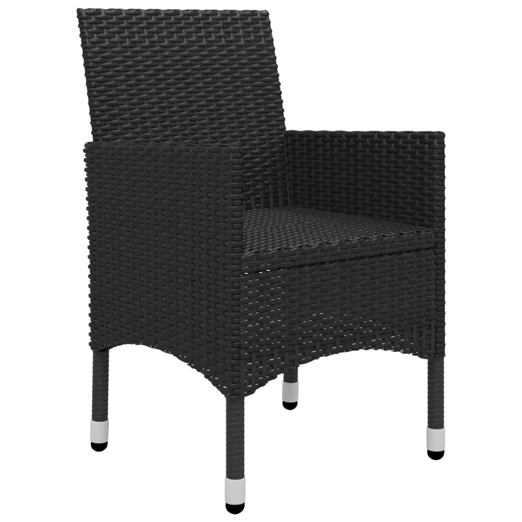 vidaXL 3-tlg. Bistro-Set Poly Rattan und Hartglas Schwarz