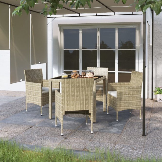 vidaXL 3-tlg. Garten-Essgruppe Poly Rattan und Hartglas Schwarz