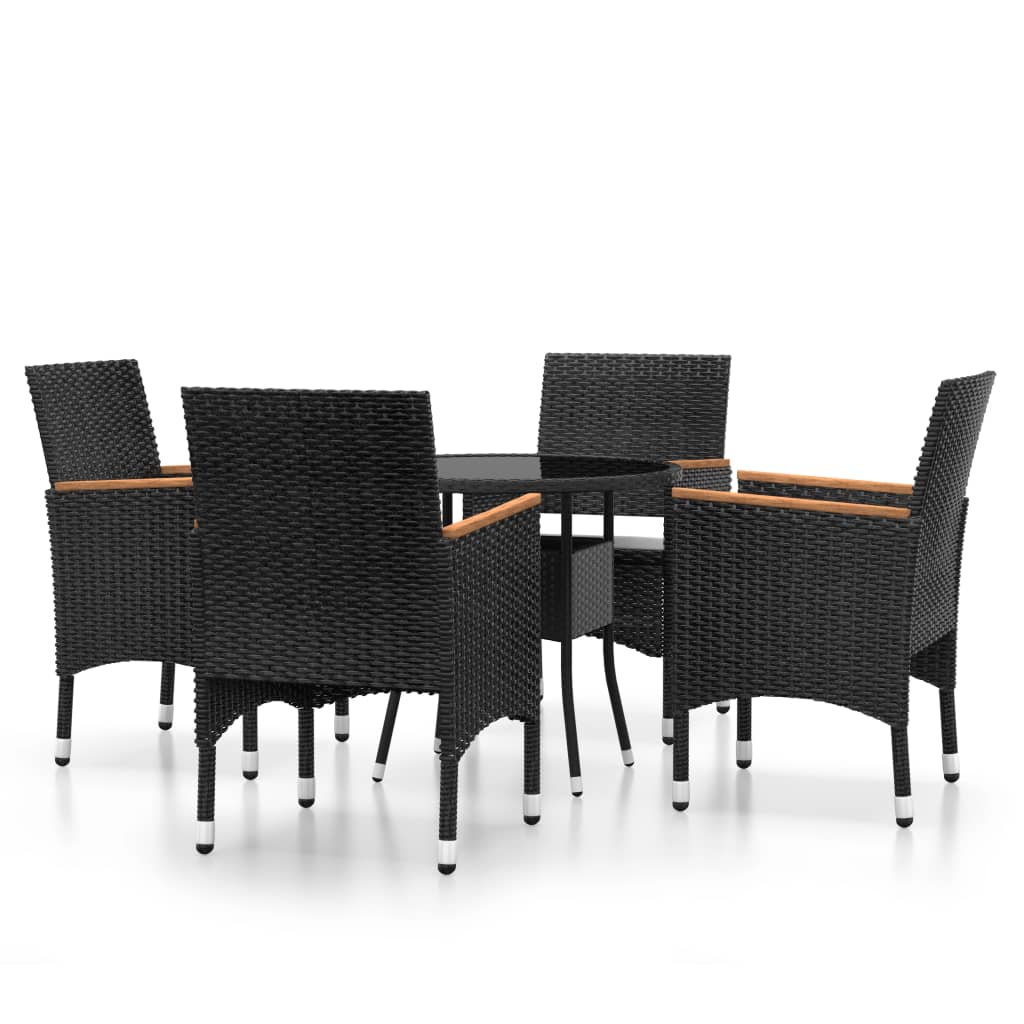 vidaXL 5-tlg. Garten-Essgruppe Poly Rattan Schwarz