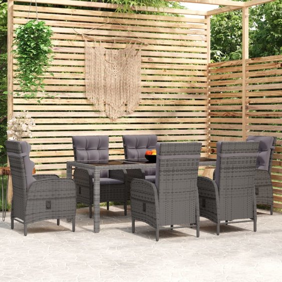 vidaXL 3-tlg. Garten-Essgruppe Poly Rattan Grau