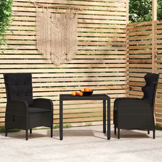 vidaXL 3-tlg. Garten-Essgruppe Poly Rattan Grau