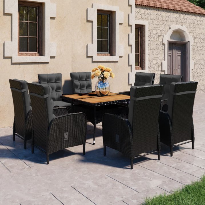 vidaXL 3-tlg. Garten-Essgruppe Poly Rattan und Glas Grau