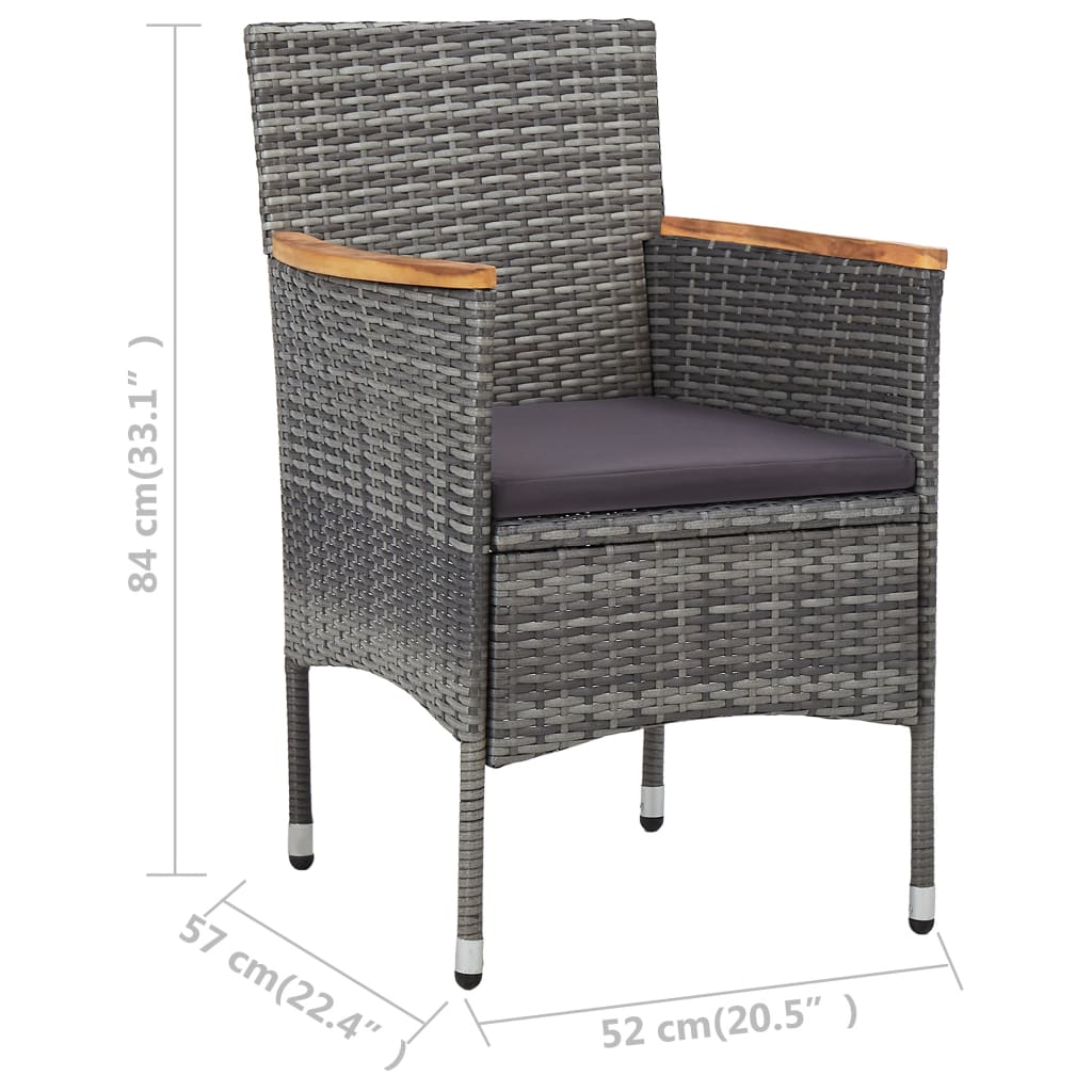 vidaXL 11-tlg. Garten-Essgruppe Poly Rattan Grau