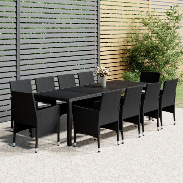 vidaXL 11-tlg. Garten-Essgruppe Poly Rattan Grau
