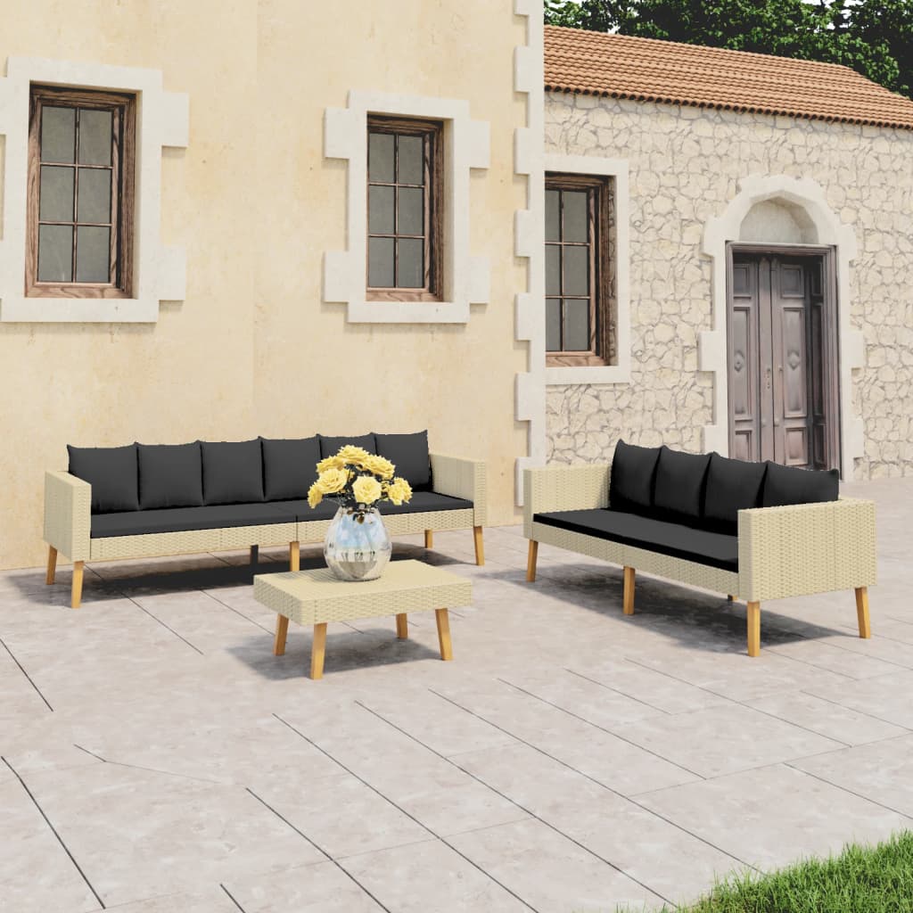 vidaXL 6-tlg. Garten-Lounge-Set mit Auflagen Poly Rattan Grau