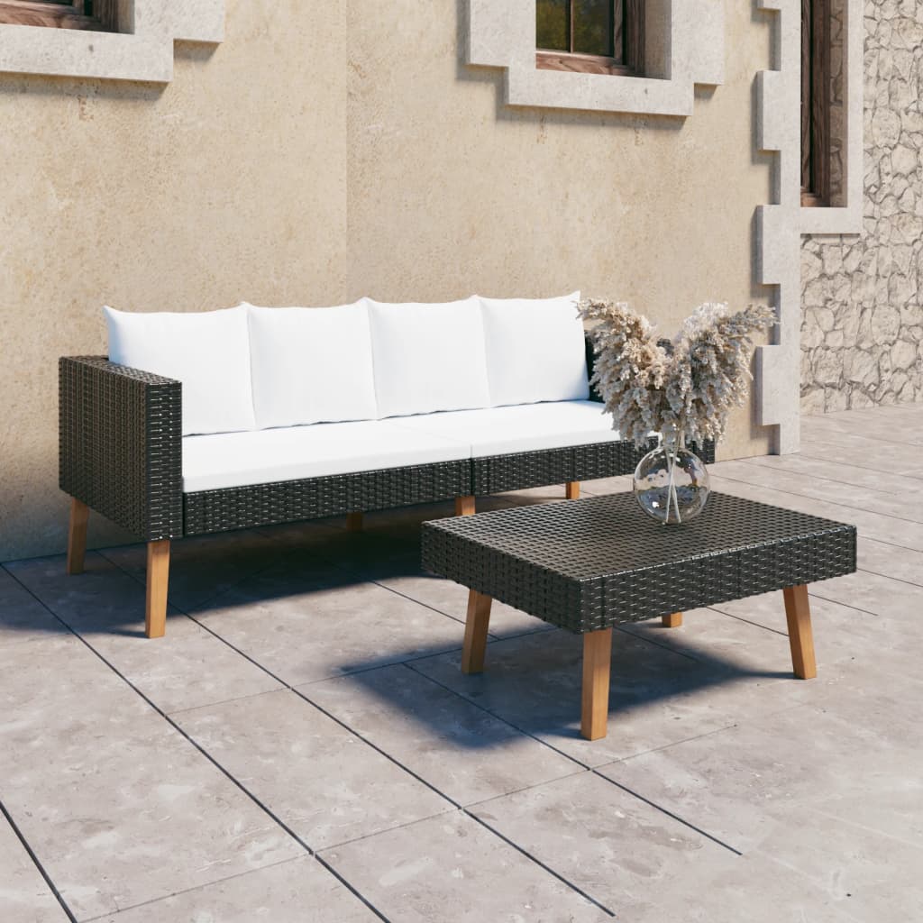 vidaXL 6-tlg. Garten-Lounge-Set mit Auflagen Poly Rattan Grau