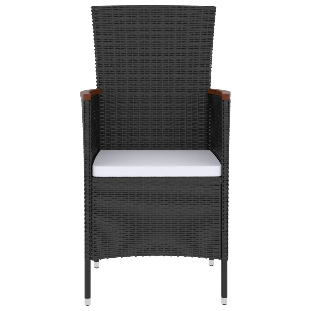 vidaXL 5-tlg. Garten-Essgruppe mit Auflagen Poly Rattan Schwarz