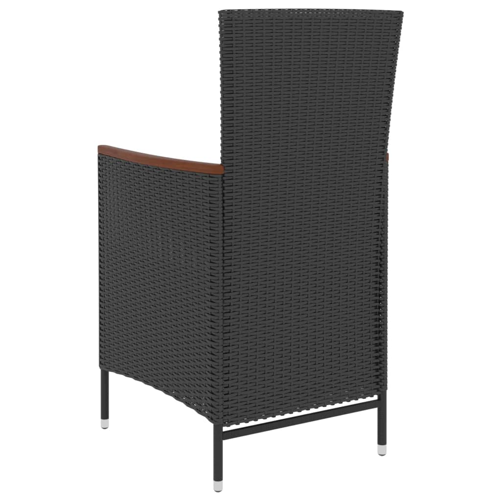 vidaXL 5-tlg. Garten-Essgruppe mit Auflagen Poly Rattan Schwarz