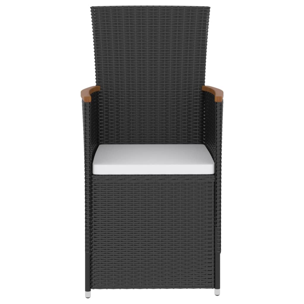 vidaXL 5-tlg. Garten-Essgruppe mit Kissen Poly Rattan Schwarz