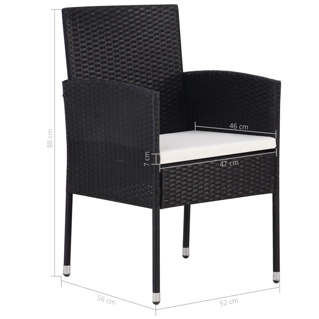 vidaXL 5-tlg. Garten-Essgruppe Poly Rattan Schwarz