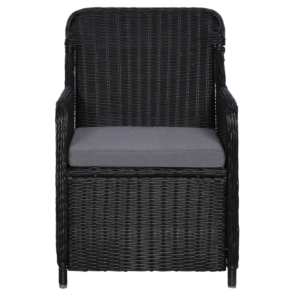 vidaXL 11-tlg. Garten-Essgruppe Poly Rattan Schwarz
