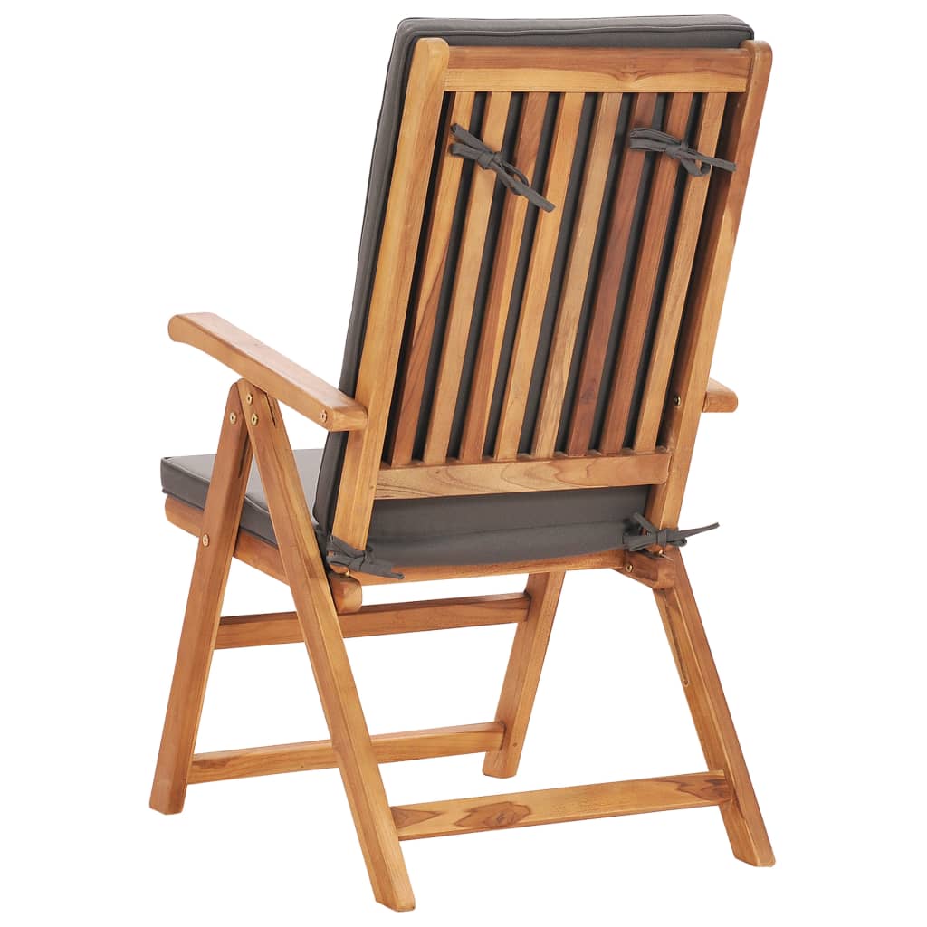 vidaXL 7-tlg. Garten-Essgruppe mit Kissen Massivholz Teak Grau