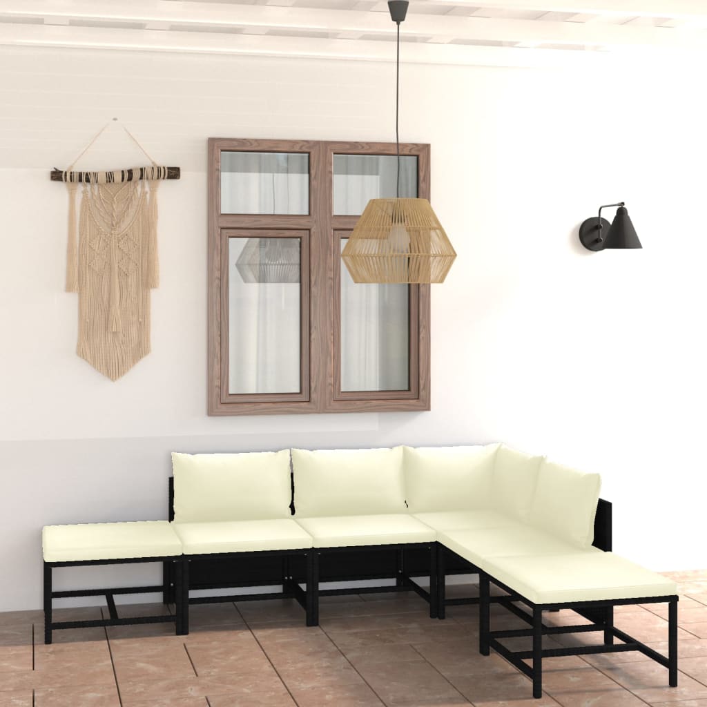 vidaXL 3-tlg. Garten-Lounge-Set mit Kissen Poly Rattan Grau