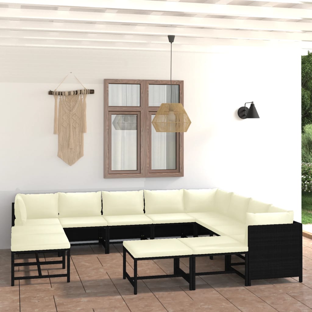 vidaXL 3-tlg. Garten-Lounge-Set mit Kissen Poly Rattan Grau