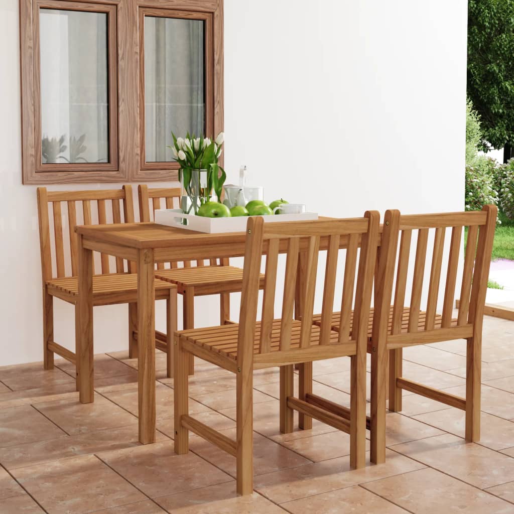 vidaXL 5-teiliges Garten-Ess-Set 120 x 70 cm Massivholz Teak