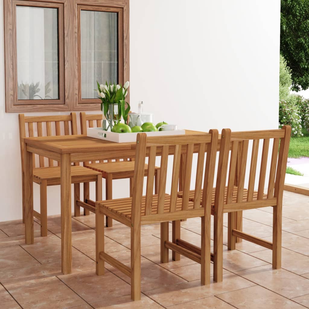 vidaXL 5-teiliges Garten-Ess-Set 140 x 80 cm Massivholz Teak