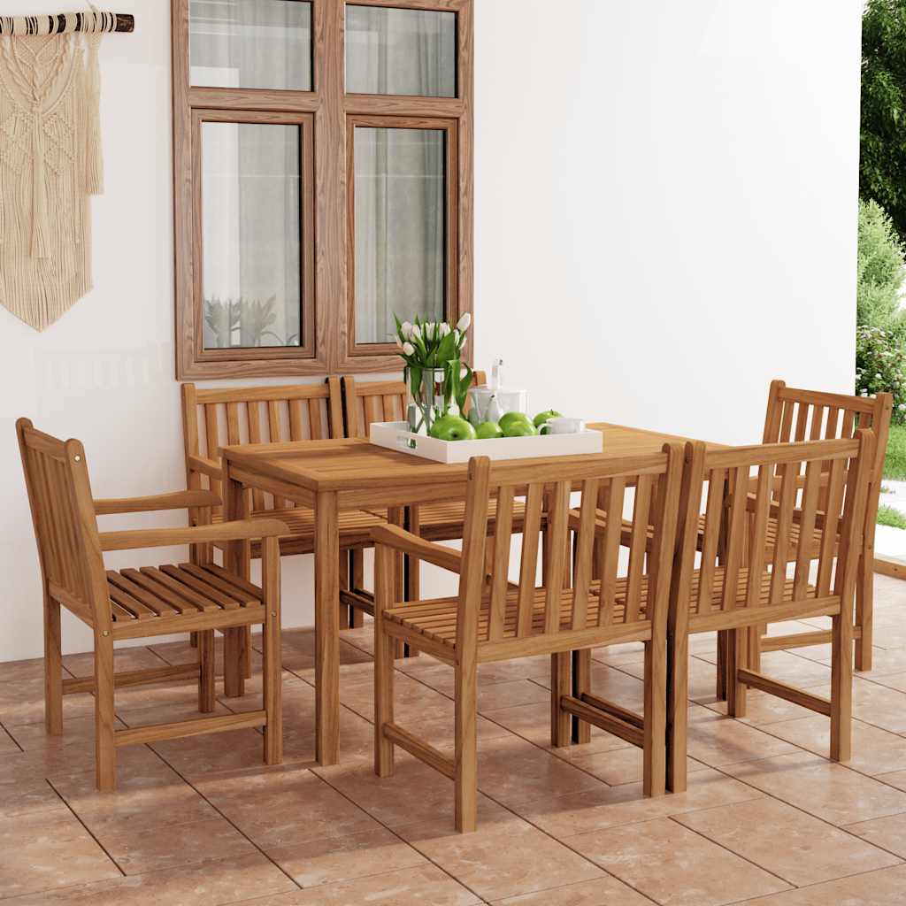 vidaXL 5-teiliges Garten-Ess-Set 140 x 80 cm Massivholz Teak