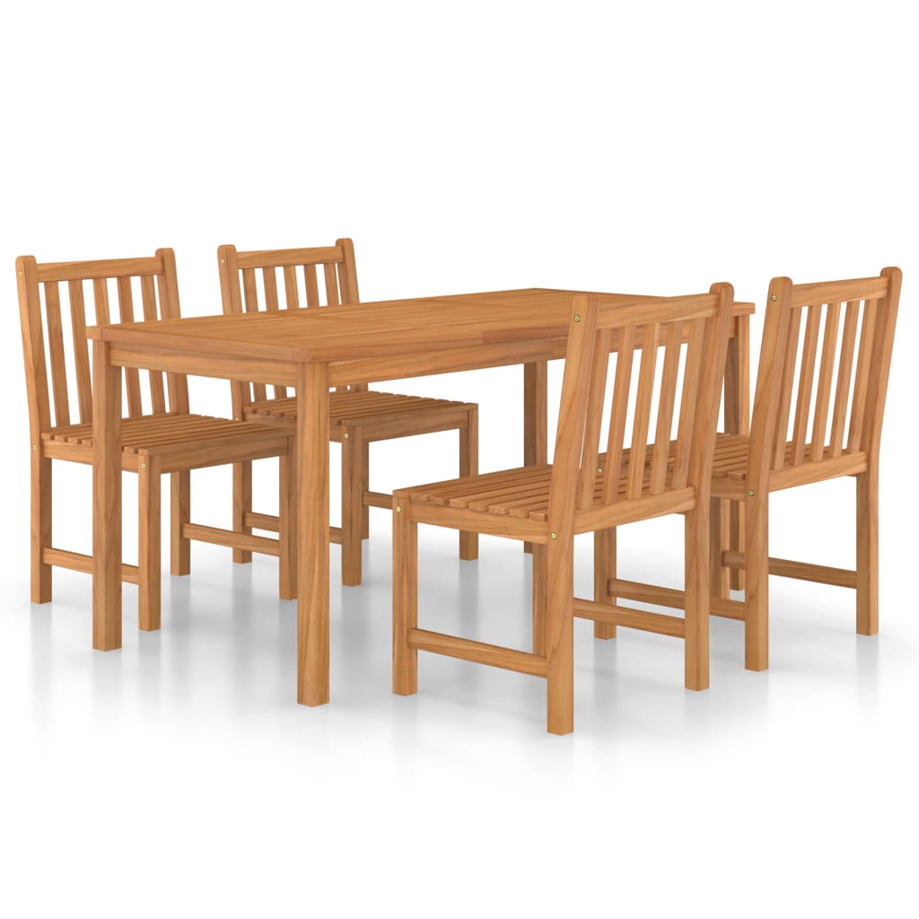 vidaXL 5-teiliges Garten-Ess-Set 160 x 80 cm Massivholz Teak