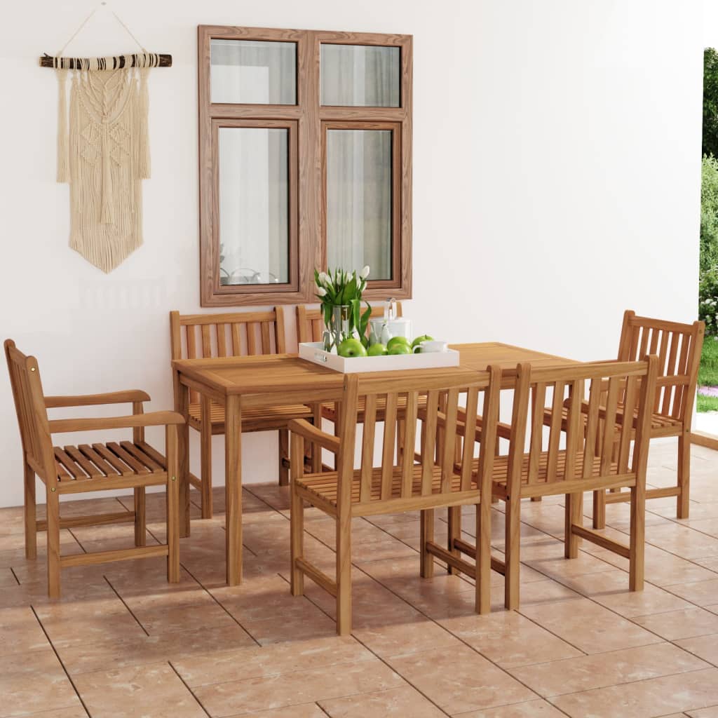 vidaXL 5-teiliges Garten-Ess-Set 160 x 80 cm Massivholz Teak