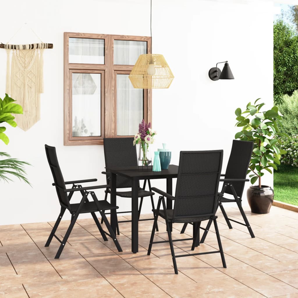3-tlg. Garten-Essgruppe Schwarz