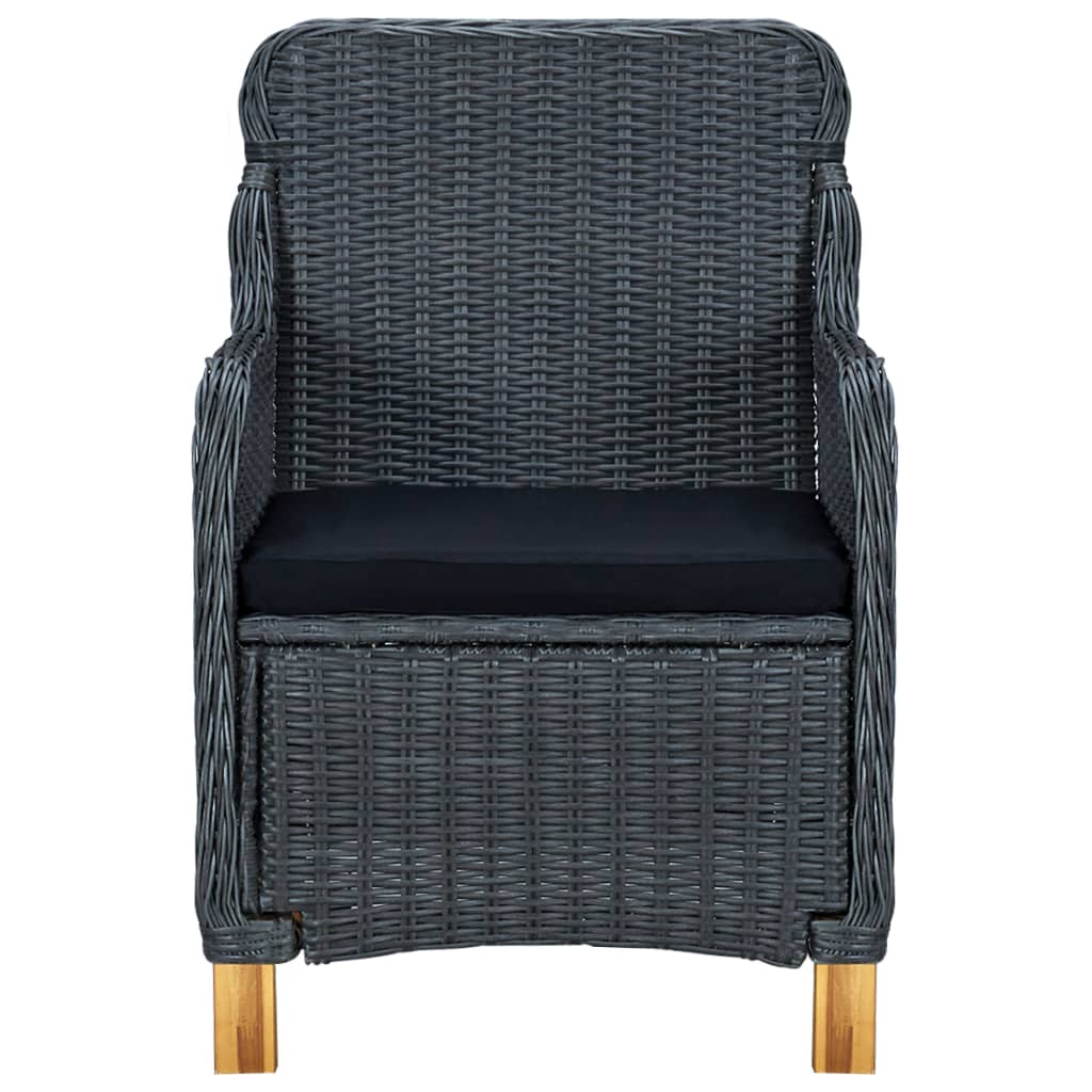 vidaXL 3-tlg. Garten-Lounge-Set mit Auflagen Poly Rattan Dunkelgrau
