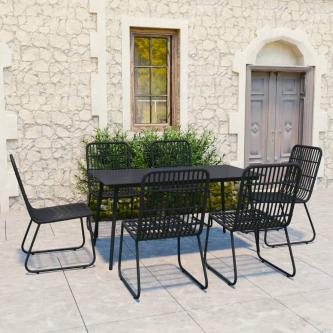 vidaXL 3-tlg. Garten-Essgruppe Poly Rattan und Glas