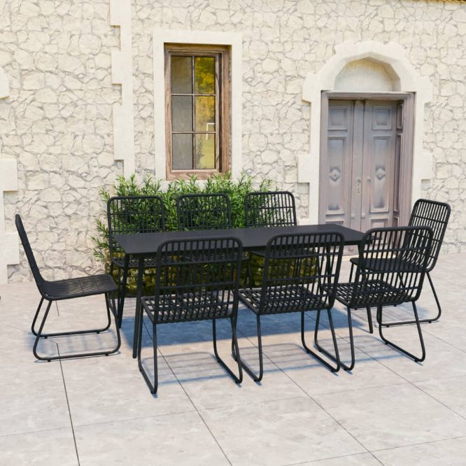 vidaXL 3-tlg. Garten-Essgruppe Poly Rattan und Glas