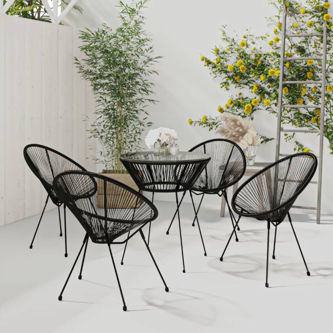 vidaXL 3-tlg. Garten-Essgruppe PVC Rattan Schwarz