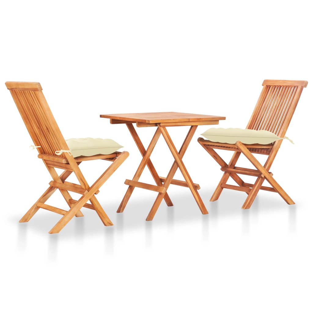 vidaXL 3-tlg. Bistro-Set mit Anthrazit Kissen Massivholz Teak