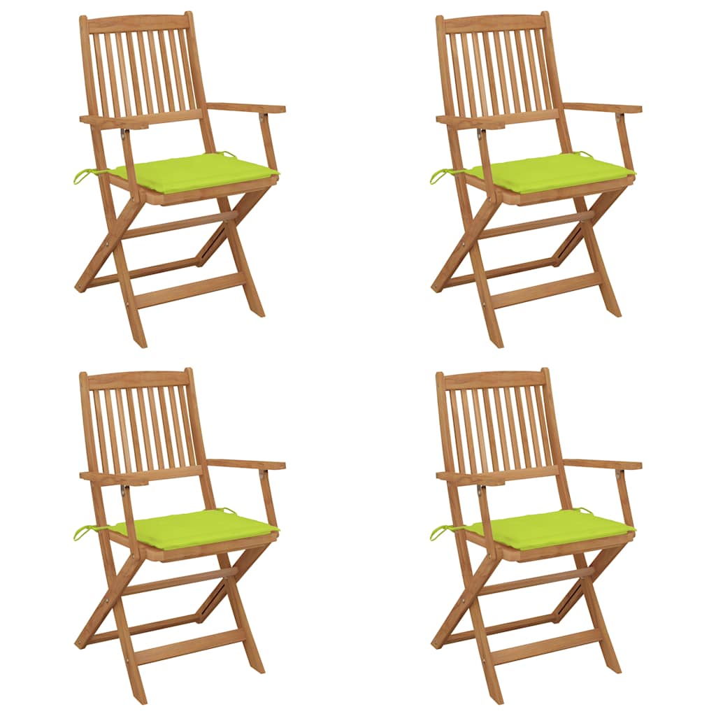 vidaXL Klappbare Gartenstühle 2 Stk. mit Kissen Massivholz Akazie