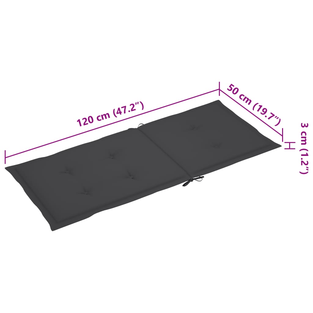 vidaXL Verstellbare Gartenstühle 2 Stk. mit Auflagen Massivholz Akazie