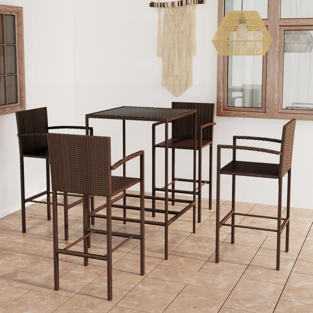 3-tlg. Gartenbar-Set Poly Rattan Braun