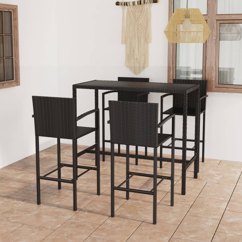 vidaXL 3-tlg. Gartenbar-Set Poly Rattan Braun
