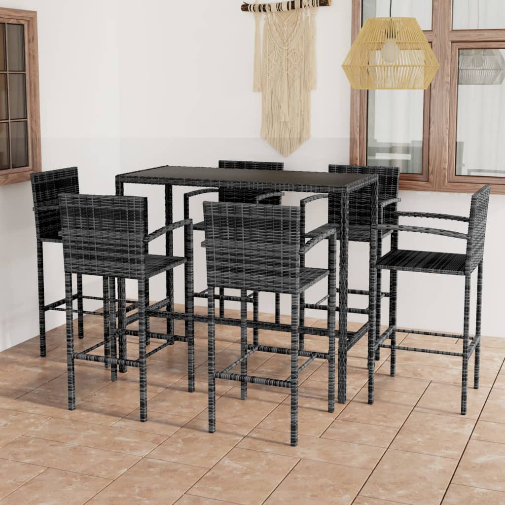3-tlg. Gartenbar-Set Poly Rattan Braun