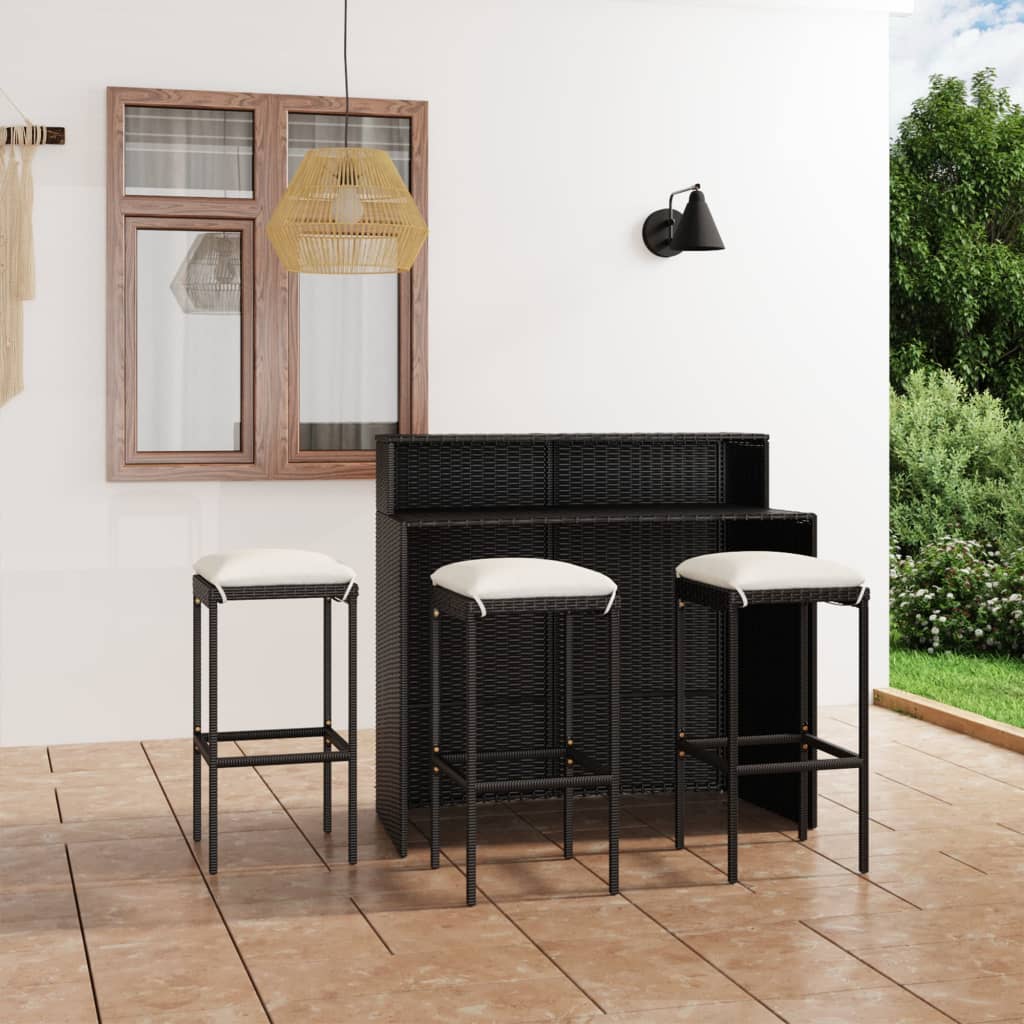 vidaXL 3-tlg. Gartenbar-Set mit Kissen Braun