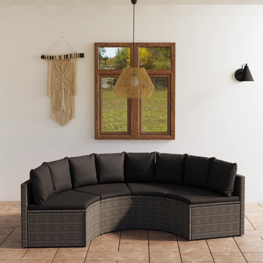 vidaXL 6-tlg. Garten-Sofagarnitur mit Auflagen Poly Rattan Schwarz