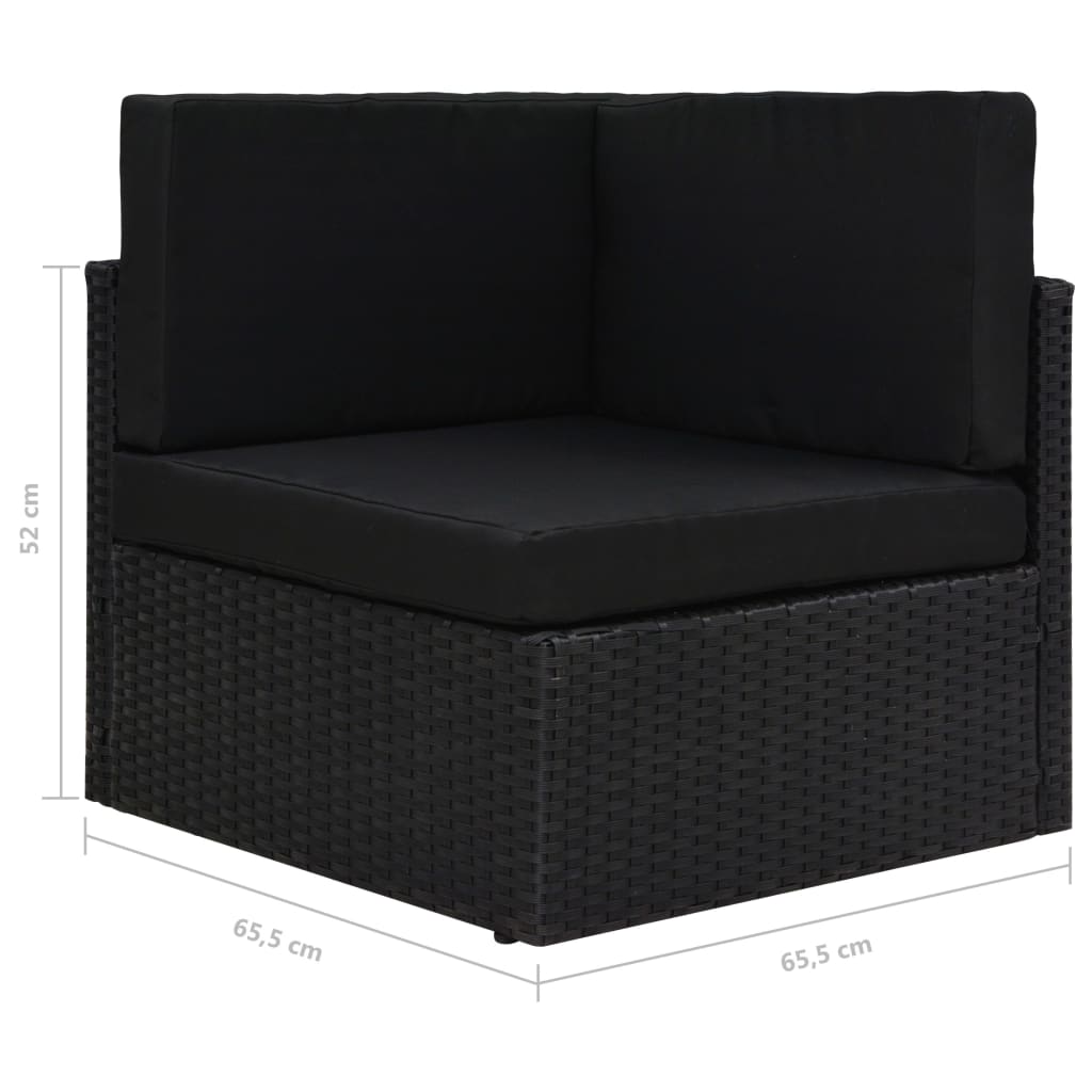 vidaXL 4-tlg. Garten-Lounge-Set mit Kissen Schwarz Poly Rattan