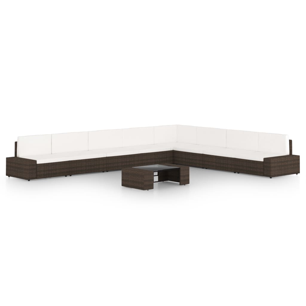 vidaXL 4-tlg. Garten-Lounge-Set mit Kissen Braun Poly Rattan