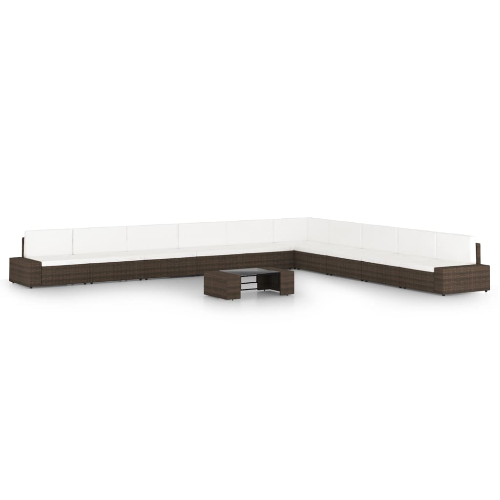 vidaXL 4-tlg. Garten-Lounge-Set mit Kissen Braun Poly Rattan