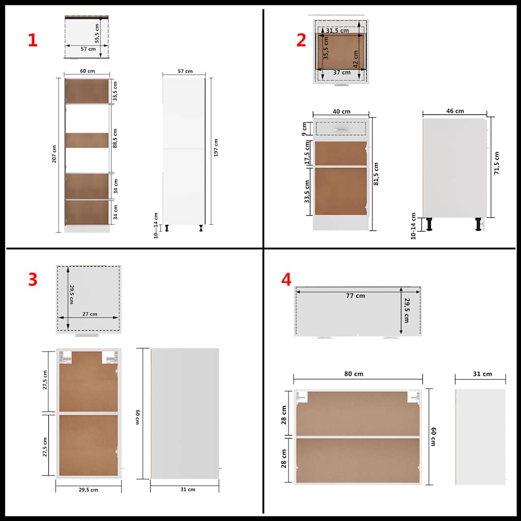vidaXL 8-tlg. Küchenzeile Lyon Weiß Holzwerkstoff