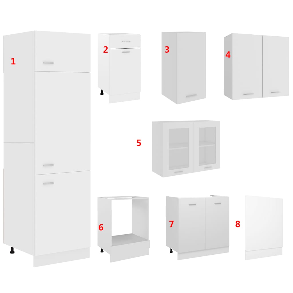 vidaXL 8-tlg. Küchenzeile Lyon Weiß Holzwerkstoff
