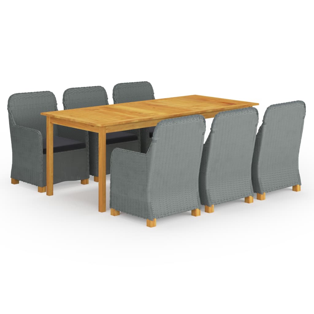 vidaXL 7-tlg. Garten-Essgruppe Dunkelgrau