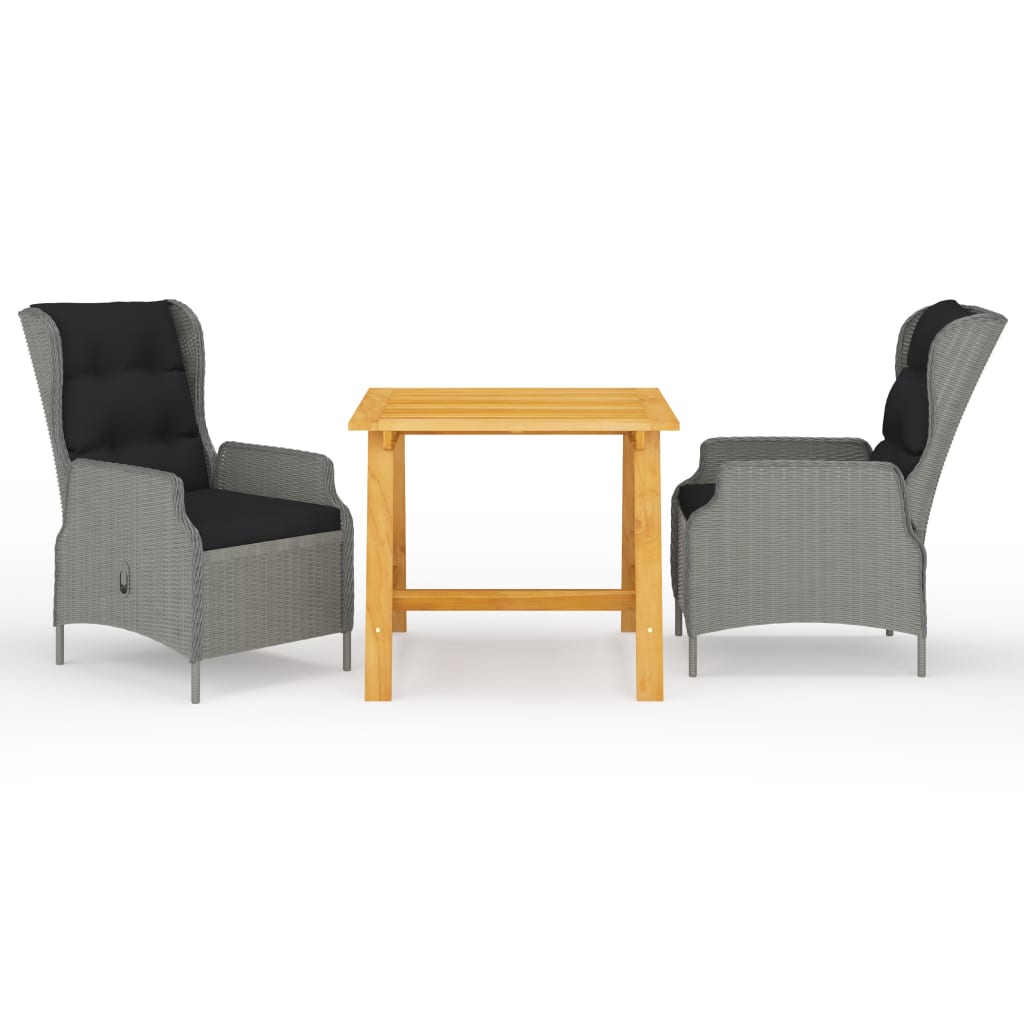 vidaXL 3-tlg. Garten-Essgruppe Dunkelgrau