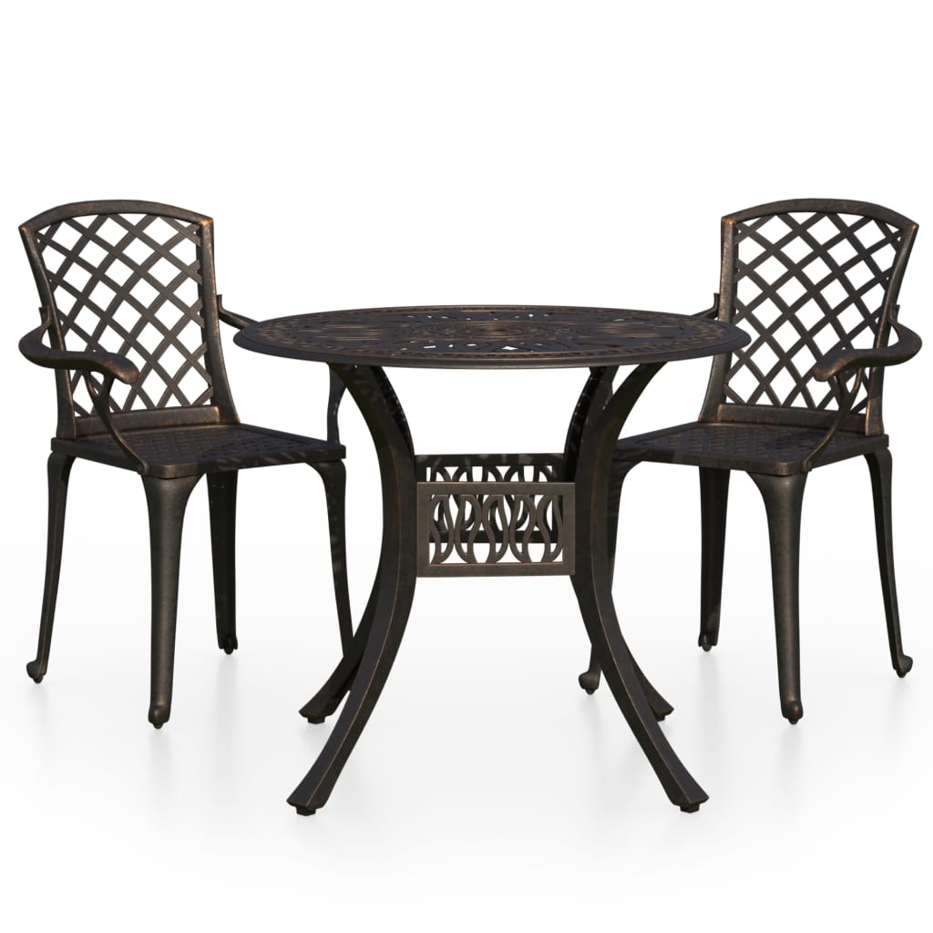 vidaXL 3-tlg. Bistro-Set Aluminiumguss Bronzen