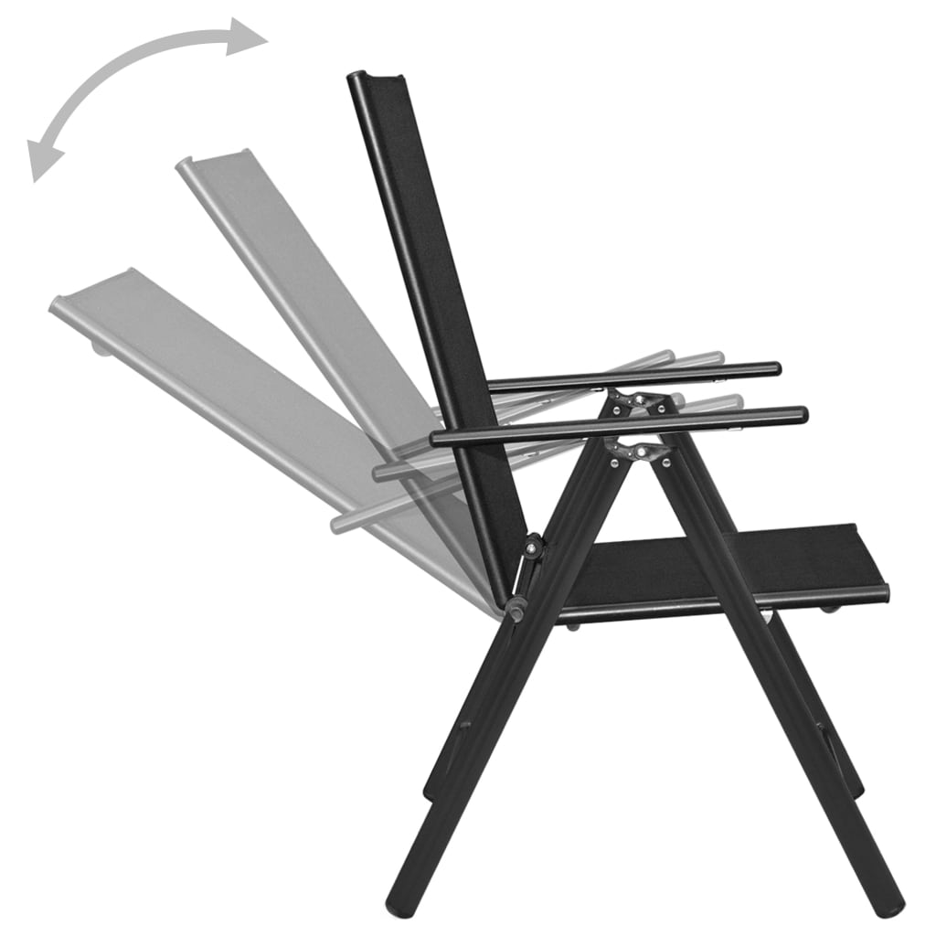 vidaXL 3-tlg. Bistro-Set Aluminium und Textilene Schwarz