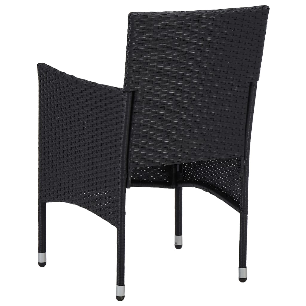 vidaXL 7-tlg. Garten-Essgruppe Poly Rattan Schwarz